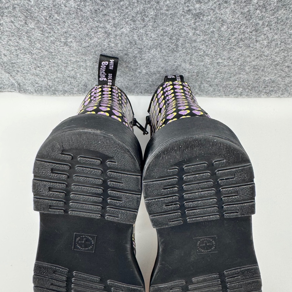Dr. Martens 1460 J Boots Womens 5 Black Purple Yellow Heart Print Patent Leather - Picture 13 of 16